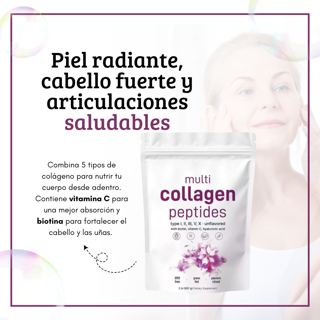 COLÁGENO Multi Collagen Peptides 1 lb + 10 recetas GRATIS para tomarlo al completar tu compra
