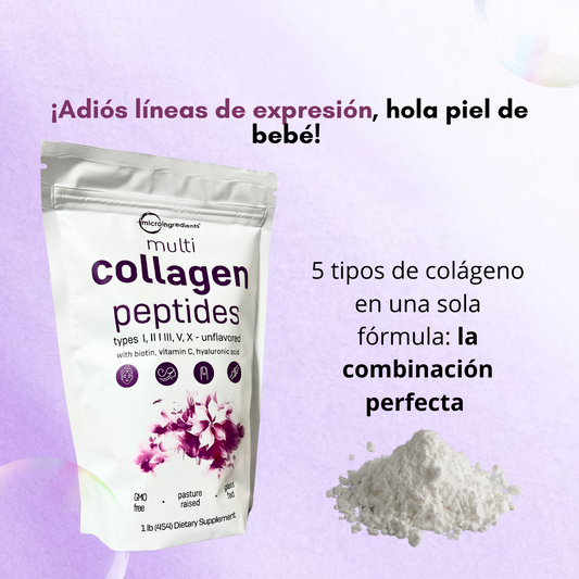 COLÁGENO Multi Collagen Peptides 1 lb + 10 recetas GRATIS para tomarlo al completar tu compra